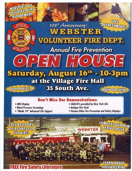 Webster Volunteer Fire Department OPEN HOUSE - North East Joint Fire ...